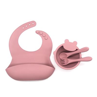 China 2021 New Arrival New Style Food Grade Easily Wipe Clean Waterproof Baby Bibs BPA Soft Silicone Dinner Dish Set for sale