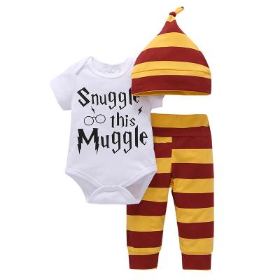 China 100% cotton ready to ship INS hot sale babies 3pcs clothing setsbaby boys clothing set for promotional for sale