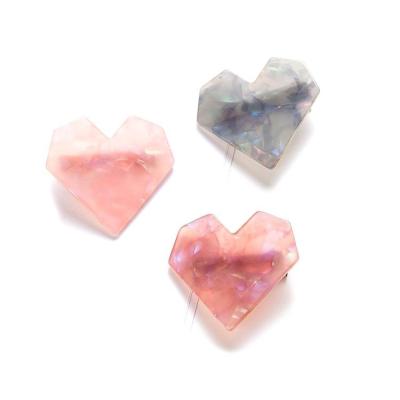 China Japan and Korean Style Acrylic Resin Heart Hair Clips for Kids Women Hair Accessories Soft Hairpins for sale