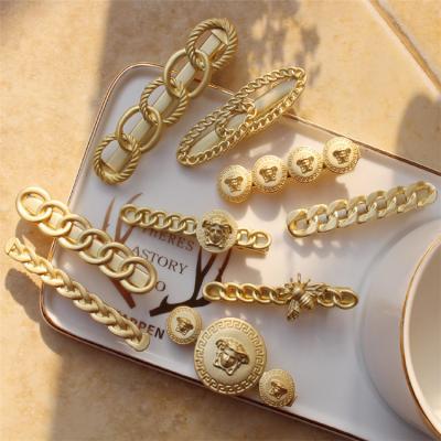 China American European and American Fashionable Gold Vintage Style Metal Barrettes Chain Hair Clips Hairpins Women Hair Accessories for sale