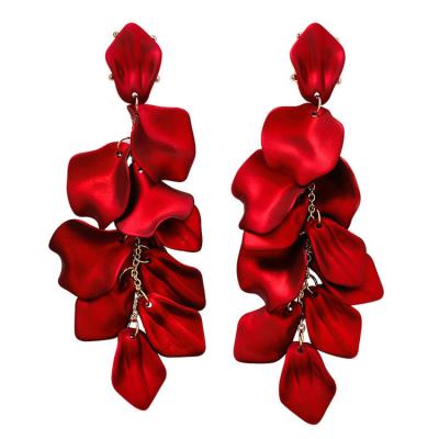 China 9 TRENDY Petal Colors Long American European Fashionable Flower Acrylic Tassel Earrings For Women Red Blue Orange for sale