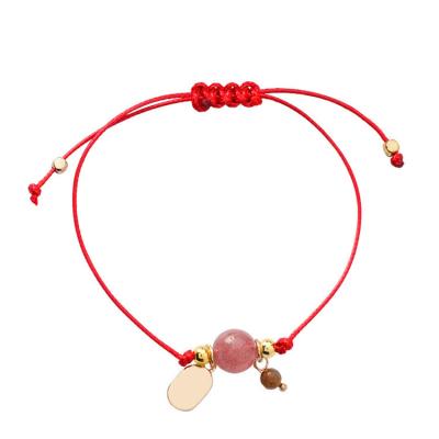 China FASHIONABLE Korean Handmade Weave Rope Stone Ball Adjustable Charm Bracelets & Bangles For Women Friendship Gifts for sale