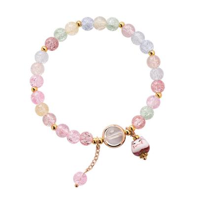 China Beautiful Crystal Cat Bracelet Charms Beaded Bracelets For Women Korean Soft Colorful Clear Acrylic Children TRENDY for sale