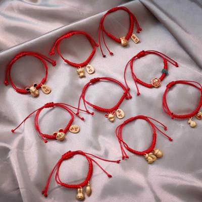 China 13 Styles FASHIONABLE Red Rope Handmade Weaving Mouse Lovely Charms Lucky Bracelets For Women Girls Wholesale Jewelry for sale