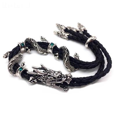 China Chinese Leather Dragon Vintage Black Rope Bracelets and Bangles for Men's Gifts Wholesale for sale