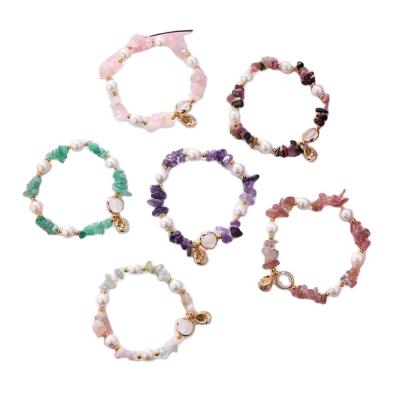 China Crystal Stone Beading Bracelets FASHIONABLE Korean Handmade Irregular Bangle for Women Girls Charm Bracelet Charms for sale