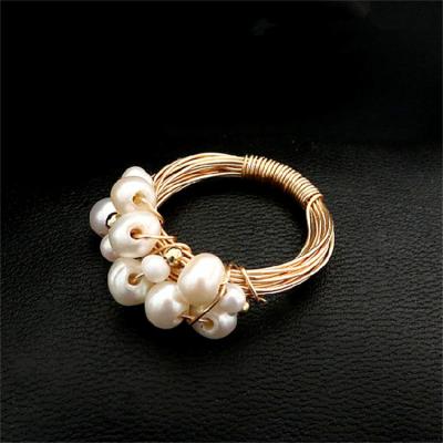 China FASHIONABLE baroque style copper material natural freshwater pearl beaded rings for women finger accessories for sale