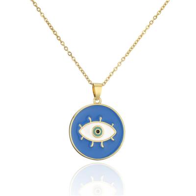 China Vintage 5 Colors Vintage Enamel Drop Oil Round Sore Eyes Necklace Eye Boho Jewelry Pendant Wholesale for sale