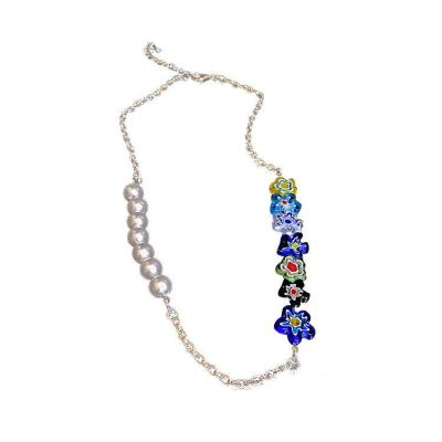 China BOHEMIA New Arrival Fashionable Colorful Chandelier Flower Pearl Necklace Imitation Women Short Collares Necklaces for sale