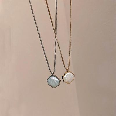 China 316L Stainless Steel TRENDY Shell Pendant Necklace Women Titanium Jewelry for sale