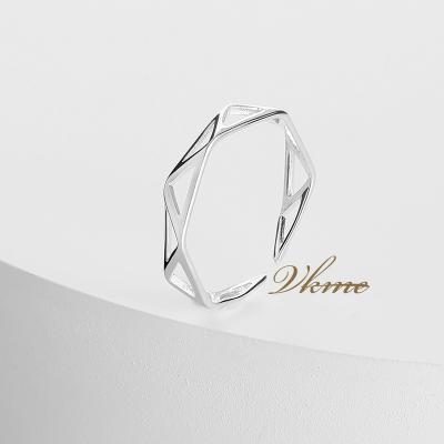 China VKME TRENDY geometric triangle silver plated rings cuff open ring adjustable for women korean jewelry for sale