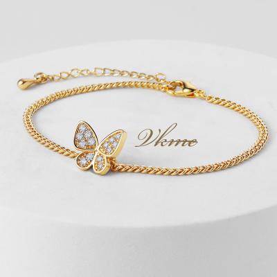 China Fashionable VKME 18K Gold High Quality Cubic Zirconia 18K CZ Crystal Cubic Zirconia Butterfly Bracelet for Women for sale