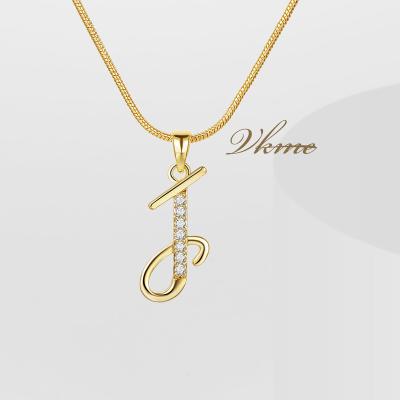 China VKME Copper FASHION Gold Plated Letter J Necklace Jewelry For Women Hot Selling Initial Necklace Dropshipping Jewelry for sale