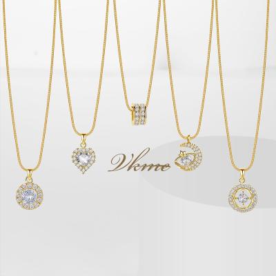 China VKME FASHIONABLE Trendy Tasty Snake Chains Necklace Copper Zircon Women's Necklaces 18K Gold Plated Charm Pendant for sale