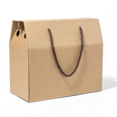 China Portable Corrugated Bulk Craft Paper Bags Merchandise Food Fruit Packaging Box for sale