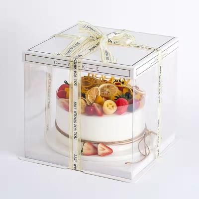 China Transparent Custom Luxury Clear Tall Wedding Food Handmade OEM Square Plastic Cake Box for sale