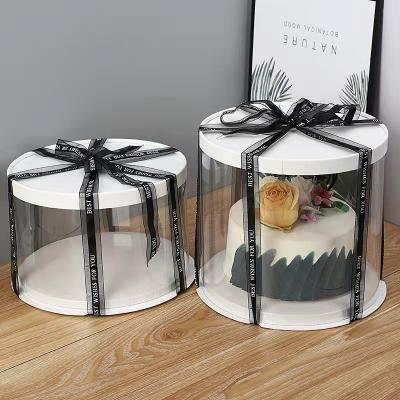 China Transparent Round Tall Clear Plastic Disposable Cake Containers For Wedding Birthday for sale