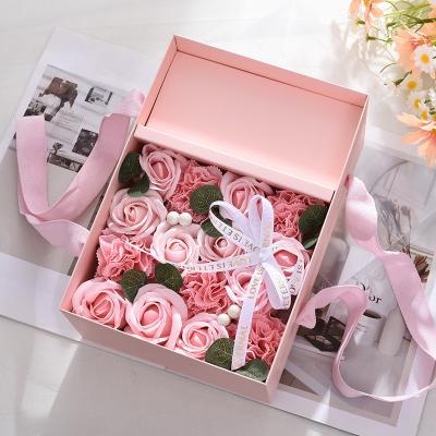 China Custom Luxury Rigiding Portable Flower Gift Box With Ribbon Other Gift Craft Recyclable for sale