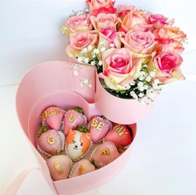 China Customized Sizes and Double Layer Heart Shape Box for Strawberry Chocolate Luxury Box for sale