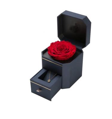 China Envase del collar Caja de regalo de flores de rosa con cajón y caja rígida redonda en venta