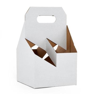 China Custom Logo Recyclable Portable Kraft Paper Packaging Handle Wine Box for 4 Bottle Beer for sale