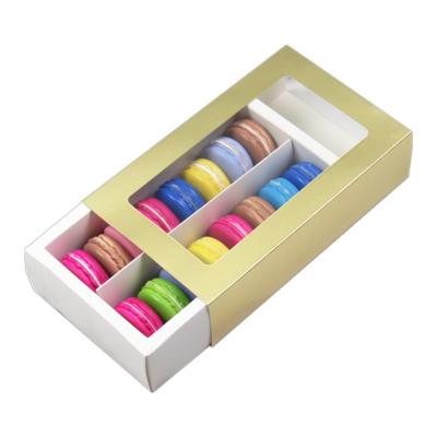 China Handgemaakte lade Franse macarons Verpakking CMYK aangepaste chocolade cadeaubon vouw Te koop