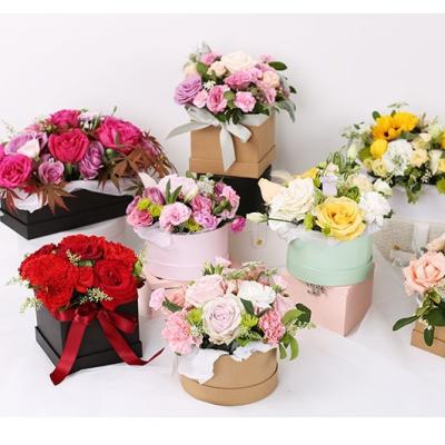 China Customer's Logo Square Mini Rigid Paper Rose Soap Flower Box for Gift Bouquet Packaging for sale