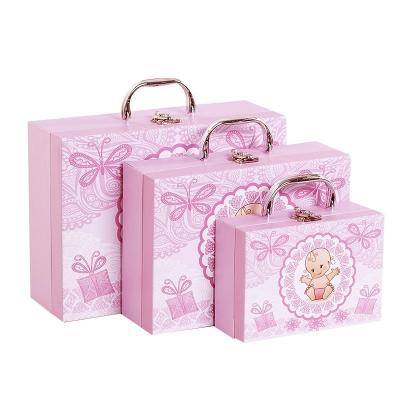 China Mini Paperboard Cardboard Suitcase Gift Box Favor Packaging For Clothes for sale