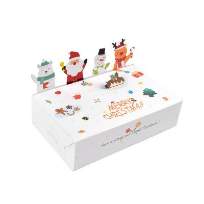 China Christmas Cartoon Paper Food Packaging Box Color Creative Cake Snack Food Gift Box Custom With Logo for sale