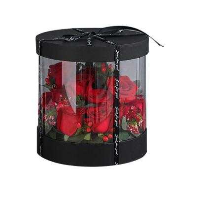 China Luxurious Rose Flower Gift Set With Customizable Velvet Round And Sustainable Cardboard Rigid Boxes for sale