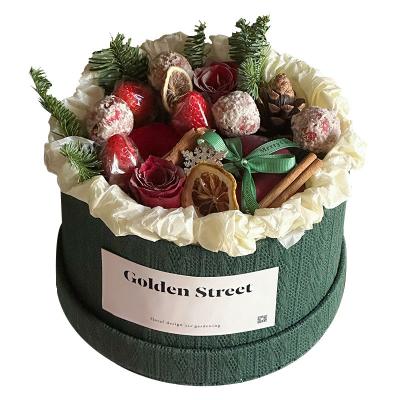 China Paper Flower Rigid Boxes With Customized Velvet Round for sale