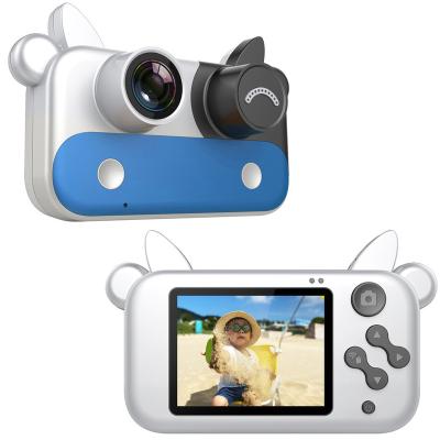 China Double Lens Cartoon Cow Cartoon Lens Toys Children Birthday Gift 1080p Cute Video Recording Cute Camera For Children for sale