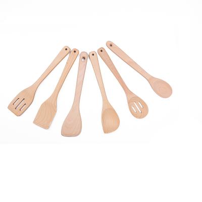 China Sustainable Top Selling Amazon Spatula Beech Wooden Cookware Natural Wooden Cookware Spoon for sale