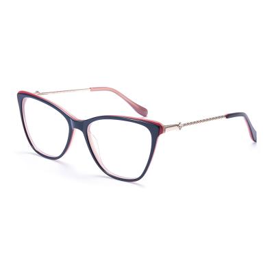 China Fashionable optical frame 2021 simple and capable high quality women's acetate metal glasses frames for sale