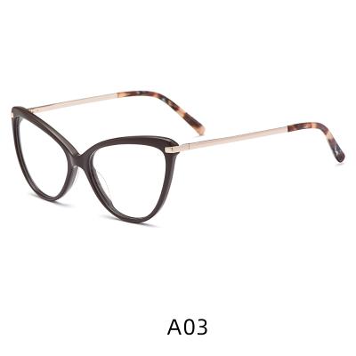 China 2021 Fashion Optical Frames China Designer Optical Fashion Glasses Frames For Ladies Acetate Metal In Stock for sale