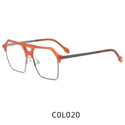 China New Model Fashion Optical Frames Designer OEM Tangerine Acetate and Metal Handmade Optical Reading Eyeglass Frames for sale