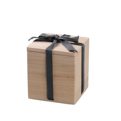 China Sale Handmade Rustic Elegant Paulownia Texture Color Cup Or Jar Packaging Natural Wooden Box for sale