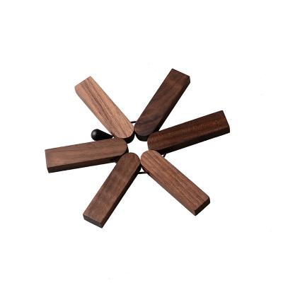 China Hotel Home Restaurant Wooden Pallets Insulation Mat Walnut Coffee Pot Pad for sale