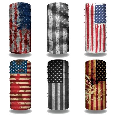 China Sports Fans Wholesale Elastic Magic White American Flag Bandana Head Black Solid Tubular Head Scarf for sale