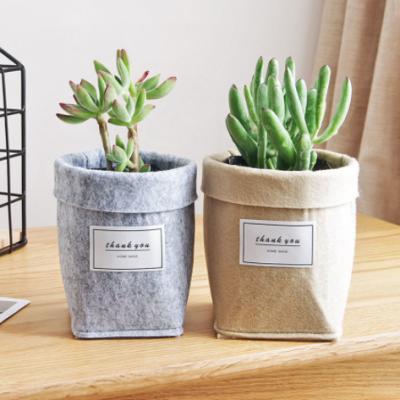 China New Modern Letters Print Felt Flower Pots Home Office Flower Pot For Flower/Green Plant Light Grey/Khaki for sale