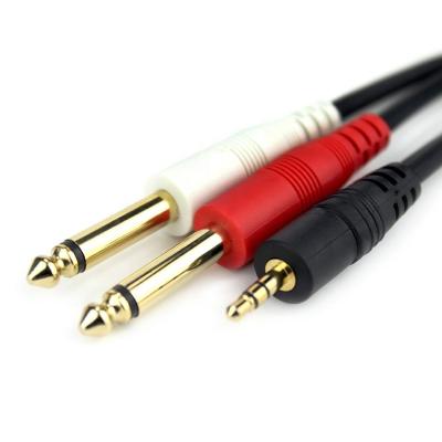 China Speaker 1.5M 3.5mm Male To Dual 6.35mm Cable Male Stage Audio Cable YX-1383 for sale