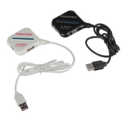 China Laptop PC 1M USB Hub 4port USB2.0 High Speed ​​With Led Light White / Black USB Plug for sale