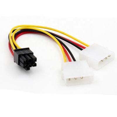 China 6pin to 4pin Power Cable 4 Pin Molex to 6 Pin PCI Express PCI-E Power Supply Cable Tie Down Cable 6pin/4pin*2 for sale