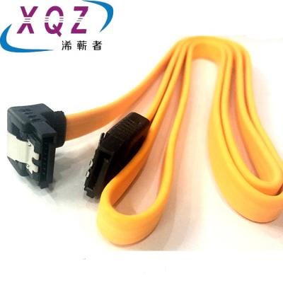 China High Speed ​​Data Transfer 1M SATA 2.0 Data Cable 90 Degree L Shape With Locking Clip Straight To Right Angle Yellow for sale