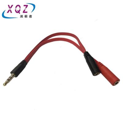 China COMPUTER 3.5mm Male To 2 Female For Headset With Separate Flat Microphone And Earphone Y Splitter Cable Gold Plated for sale