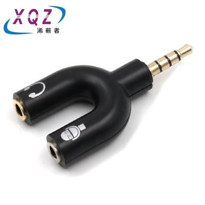 China LAPTOP 3.5mm Female Male 2 Pole To 4 Adapter For Separate Headset Microphone And Earphone U Shape Converter Gold Plated for sale