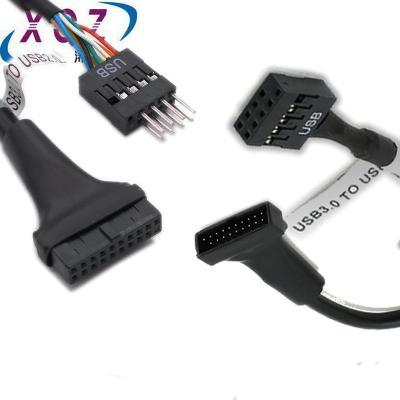 China USB 2.0 To 3.0 Cable Motherboard Motherboard 20Pin To 8Pin Male To Female Adapter Black for sale