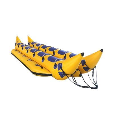 China PVC 550cm inflatable sea water 14seats kids water banana boat double for sport game for sale