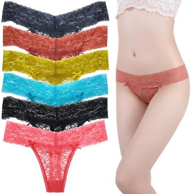 China Amazing Lingerie Women Sexy Mature Woman G-string T-back Underwear Lace Female Sexy Sheer Thong Panties Women's Transparent Women's Panties Wholesale for sale