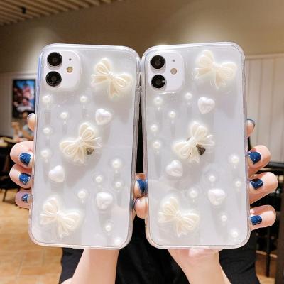 China Luxury Shockproof Diamond Bowknot Transparent Hard PC TPU Soft Phone Case For VIVO X27 Y53S for sale